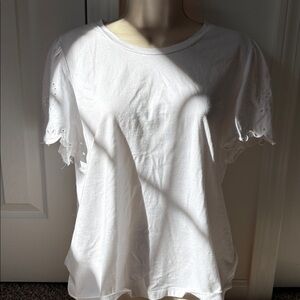 Draper James White Eyelet Sleeve T-Shirt